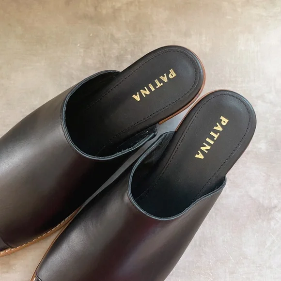 Portland Leather Company Patina Black Leather Open Toe Mules Size 8.5 - Picture 6 of 11